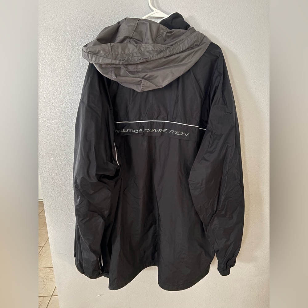 Nautica Black Hooded Raincoat with Gray Trim - Picture 5 of 5